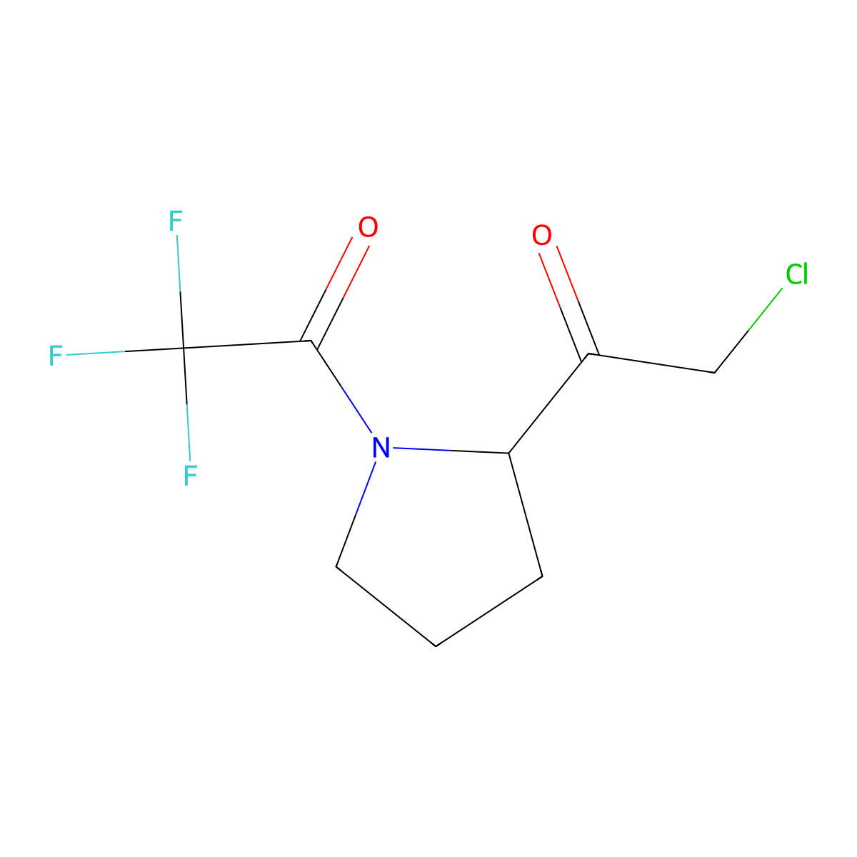 1-[2-(2-Chloroacetyl)pyrrolidin-1-yl]-2,2,2-trifluoroethan-1-one molecular structure, CAS 1565044-46-3