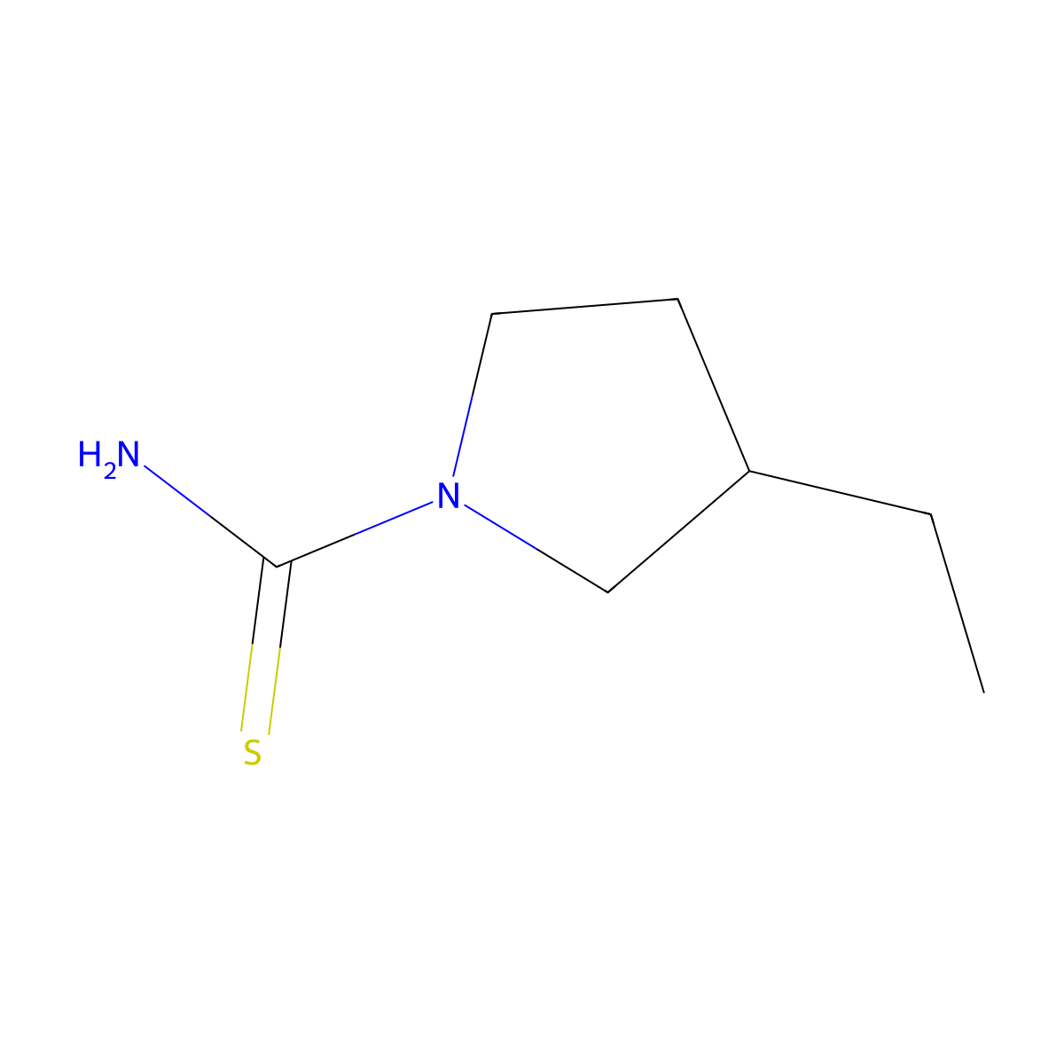 3-Ethylpyrrolidine-1-carbothioamide molecular structure, CAS 1565053-21-5