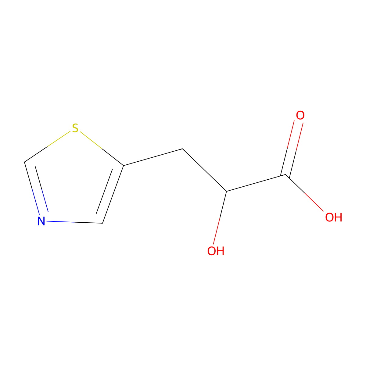 2-Hydroxy-3-(1,3-thiazol-5-yl)propanoic acid molecular structure, CAS 1565074-77-2