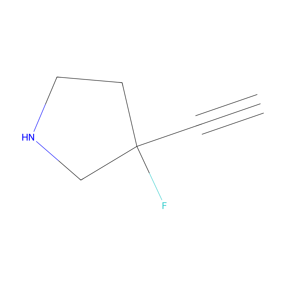 3-Ethynyl-3-fluoropyrrolidine molecular structure, CAS 1565079-79-9