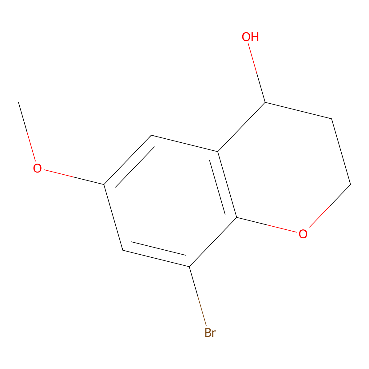 8-bromo-6-methoxy-3,4-dihydro-2H-1-benzopyran-4-ol molecular structure, CAS 1565084-21-0