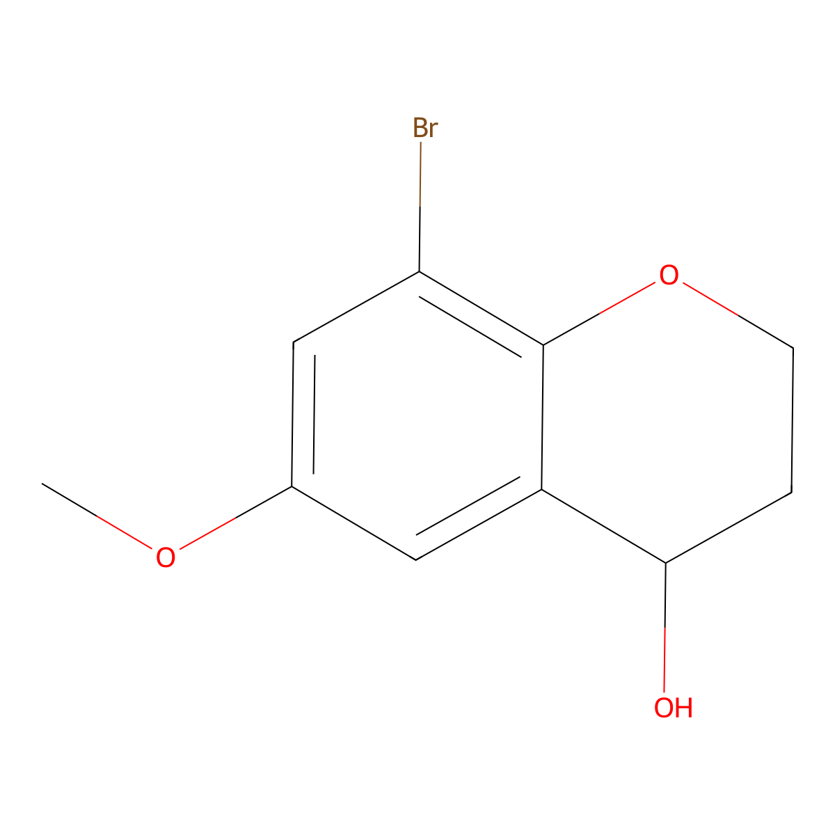 8-bromo-6-methoxy-3,4-dihydro-2H-1-benzopyran-4-ol molecular structure, CAS 1565084-21-0