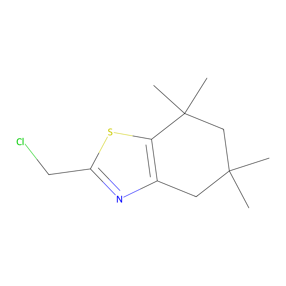 2-(Chloromethyl)-5,5,7,7-tetramethyl-4,5,6,7-tetrahydro-1,3-benzothiazole molecular structure, CAS 1565089-25-9