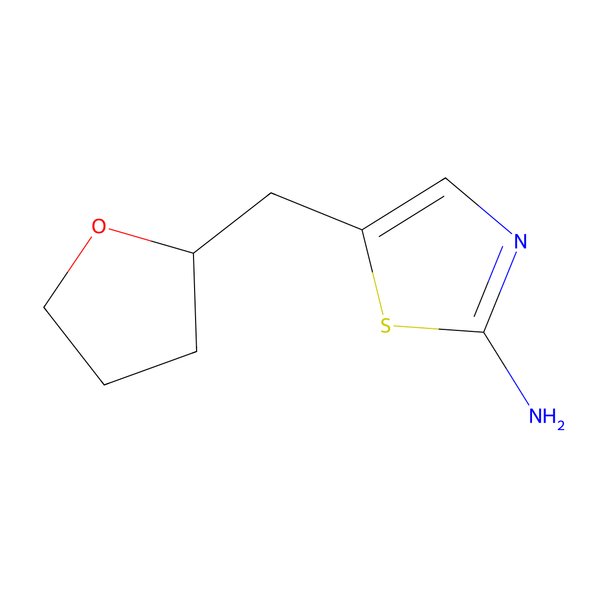5-[(Oxolan-2-yl)methyl]-1,3-thiazol-2-amine molecular structure, CAS 1565090-18-7
