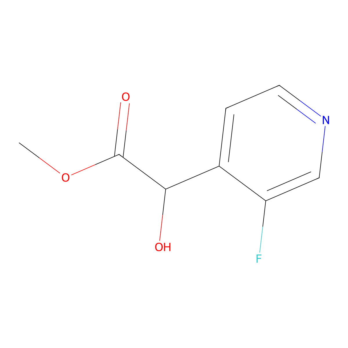 Methyl 2-(3-fluoropyridin-4-yl)-2-hydroxyacetate molecular structure, CAS 1565090-36-9