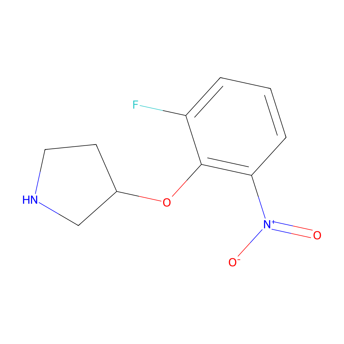 3-(2-Fluoro-6-nitrophenoxy)pyrrolidine molecular structure, CAS 1565092-84-3