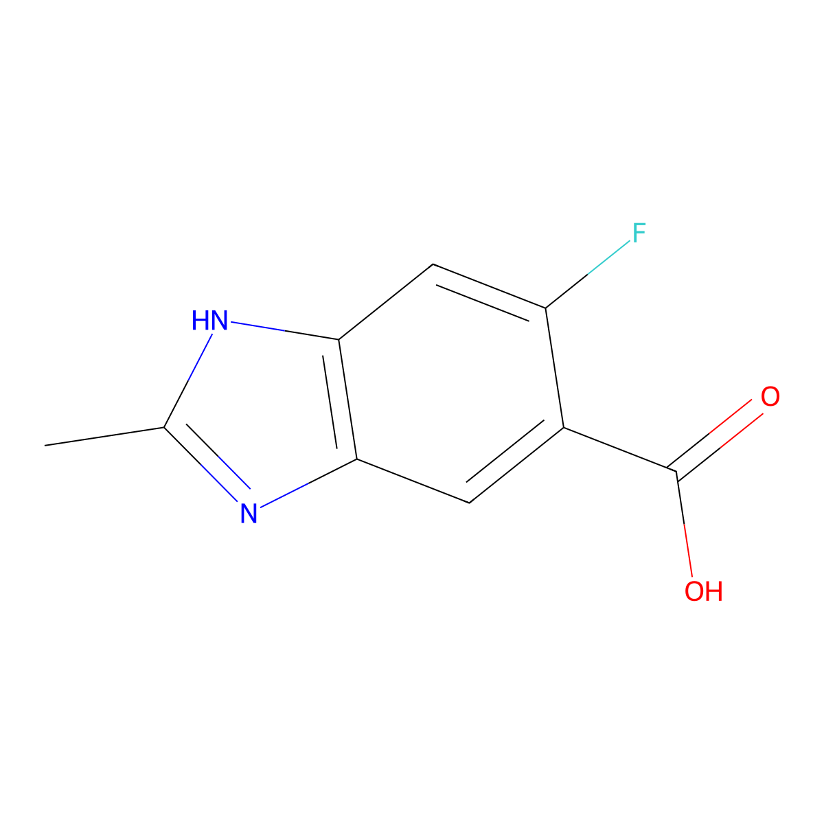 6-fluoro-2-methyl-1H-1,3-benzodiazole-5-carboxylic acid molecular structure, CAS 1565102-53-5
