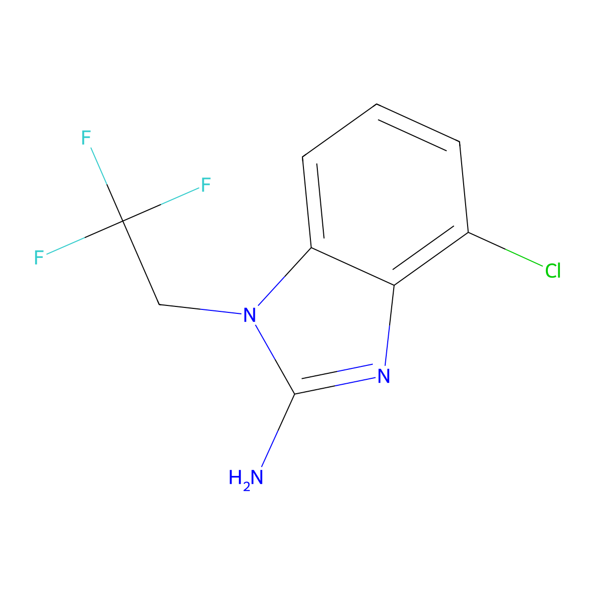 4-chloro-1-(2,2,2-trifluoroethyl)-1H-1,3-benzodiazol-2-amine molecular structure, CAS 1565106-77-5