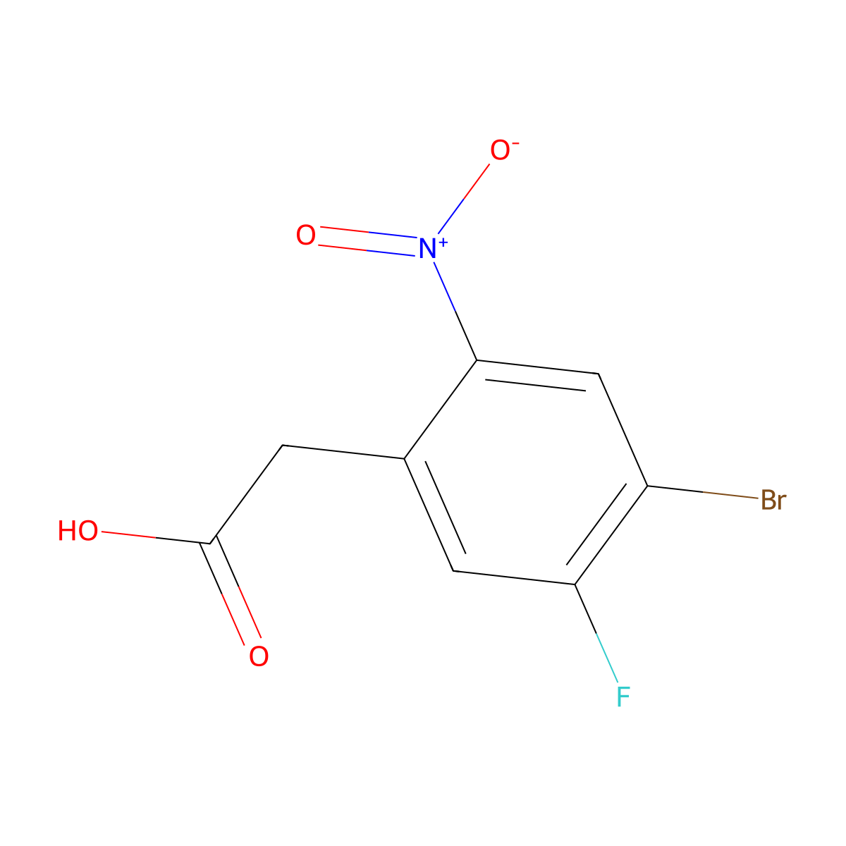 2-(4-Bromo-5-fluoro-2-nitrophenyl)acetic acid molecular structure, CAS 1565112-12-0