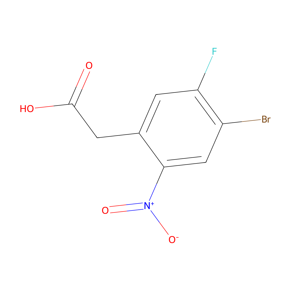 2-(4-Bromo-5-fluoro-2-nitrophenyl)acetic acid molecular structure, CAS 1565112-12-0