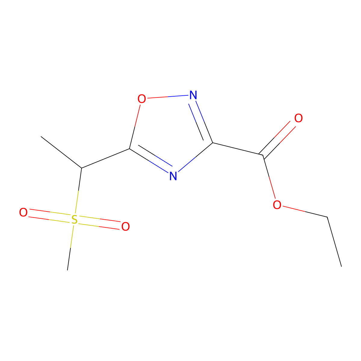 Ethyl 5-(1-methanesulfonylethyl)-1,2,4-oxadiazole-3-carboxylate molecular structure, CAS 1565117-62-5