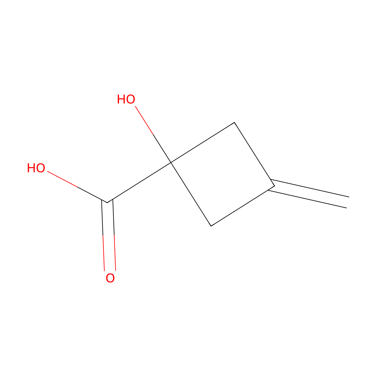 1-Hydroxy-3-methylene-cyclobutanecarboxylic acid molecular structure, CAS 156517-94-1