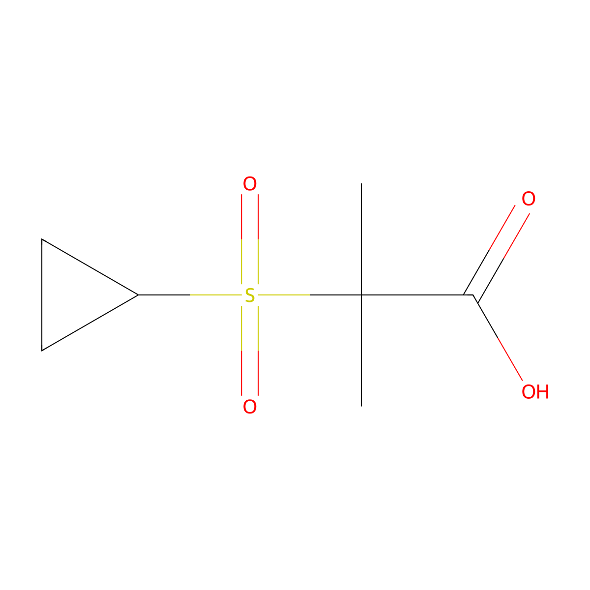 2-(Cyclopropanesulfonyl)-2-methylpropanoic acid molecular structure, CAS 1565307-52-9