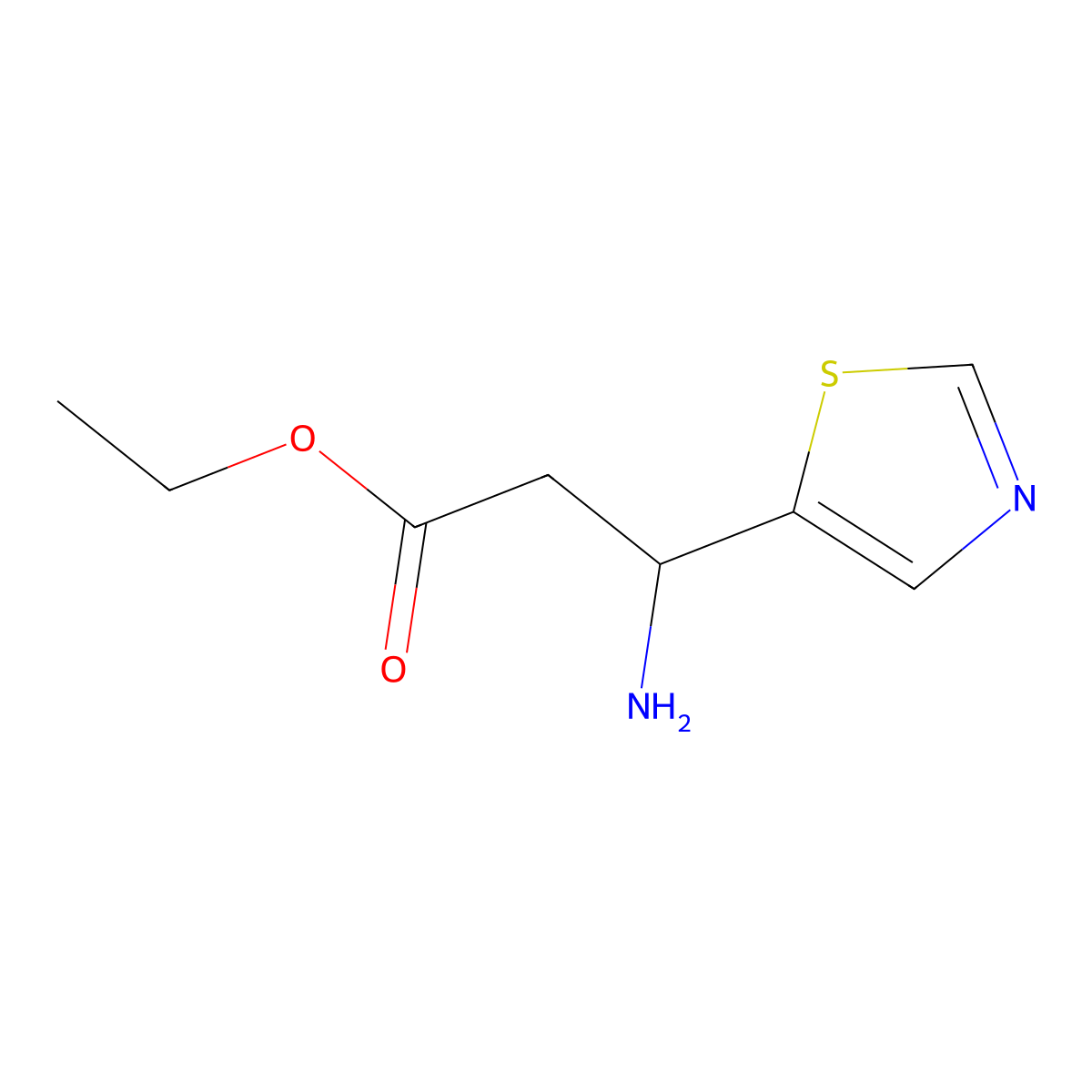 Ethyl 3-amino-3-(1,3-thiazol-5-yl)propanoate molecular structure, CAS 1565312-35-7