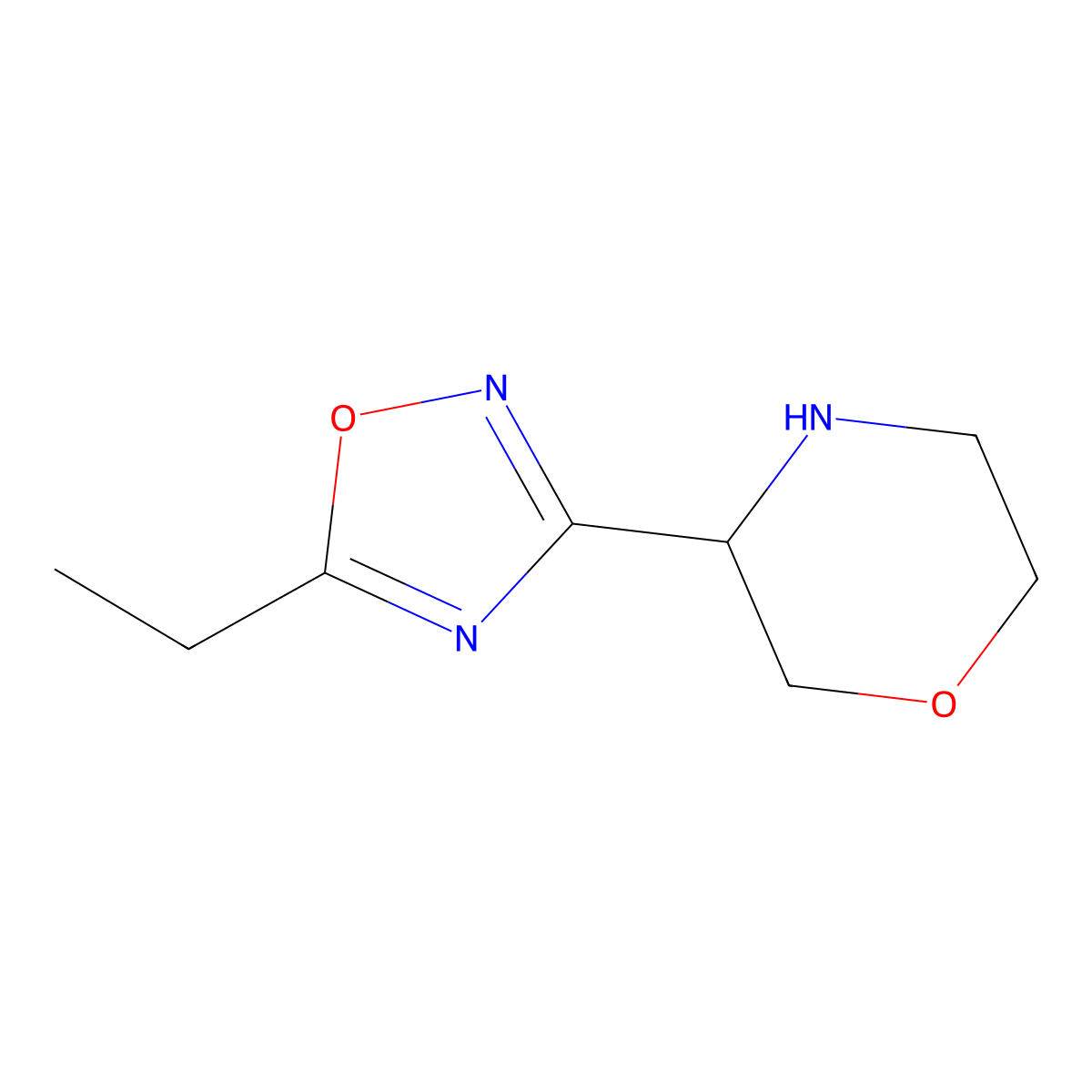 3-(5-Ethyl-1,2,4-oxadiazol-3-yl)morpholine molecular structure, CAS 1565329-30-7