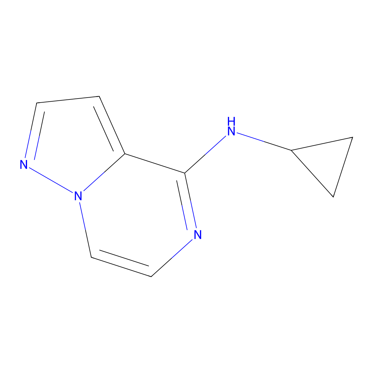 N-cyclopropylpyrazolo[1,5-a]pyrazin-4-amine molecular structure, CAS 1565339-38-9