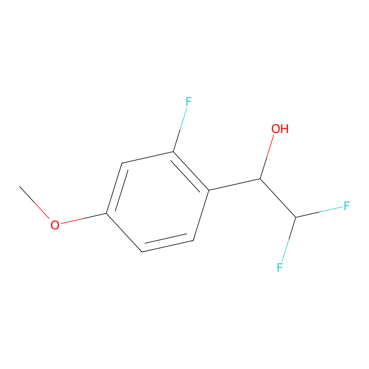 2,2-Difluoro-1-(2-fluoro-4-methoxyphenyl)ethan-1-ol molecular structure, CAS 1565342-68-8