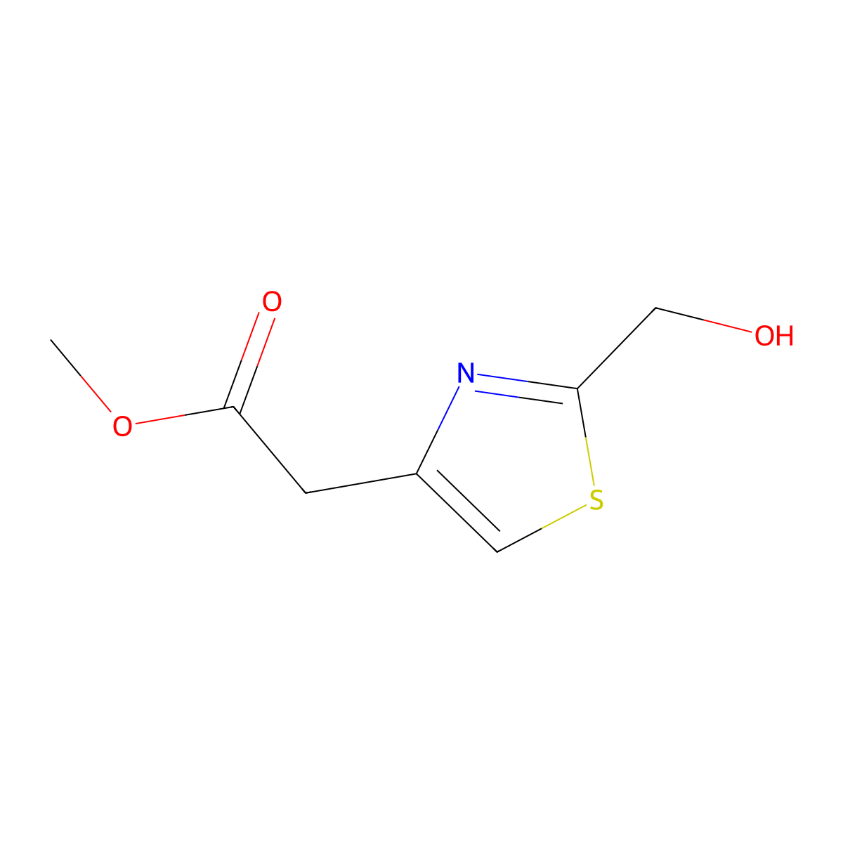Methyl 2-(2-(hydroxymethyl)-1,3-thiazol-4-yl)acetate molecular structure, CAS 1565348-24-4