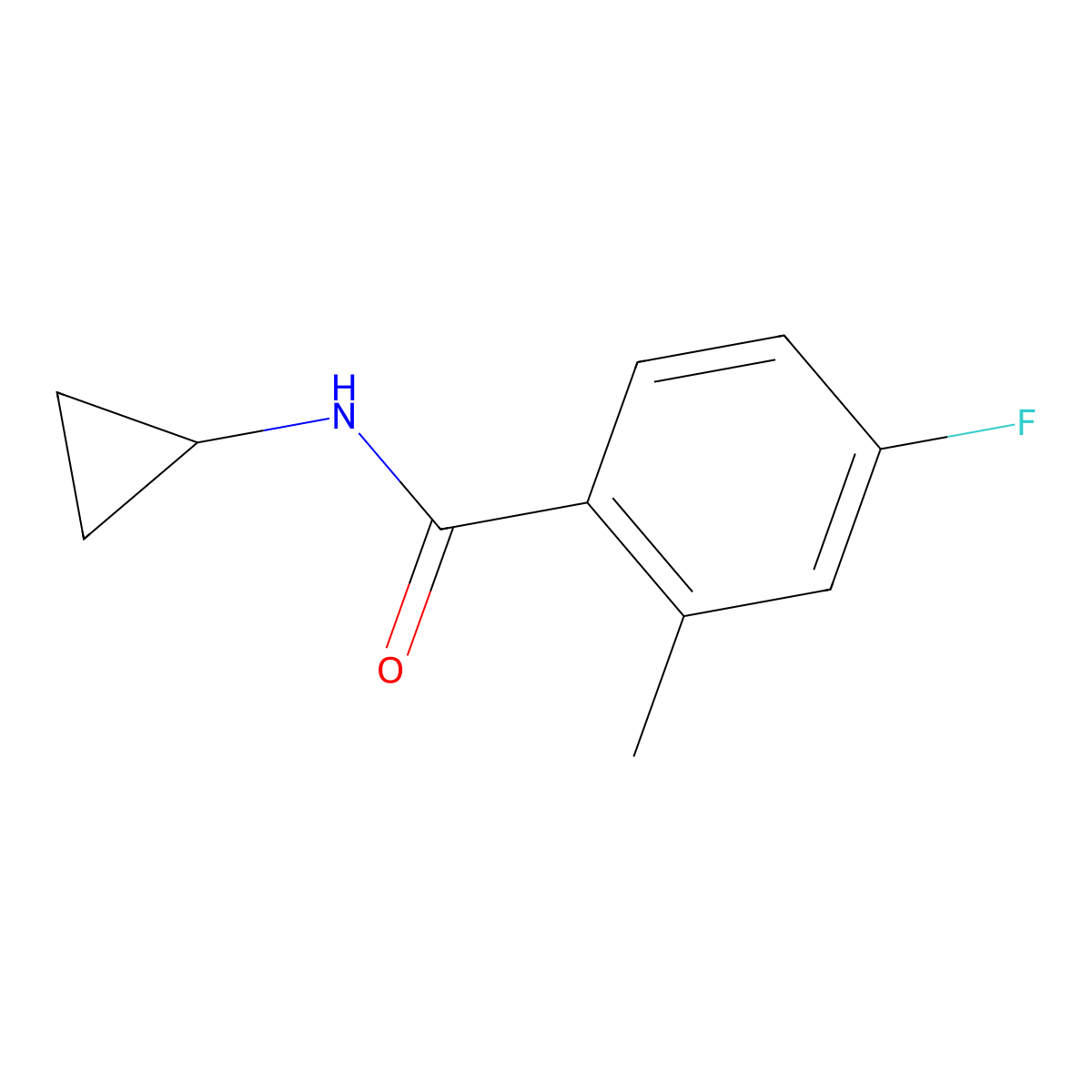 N-cyclopropyl-4-fluoro-2-methylbenzamide molecular structure, CAS 1565355-85-2
