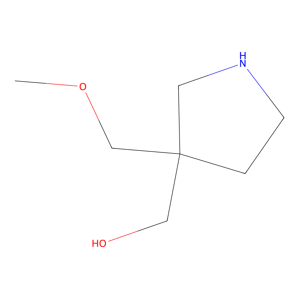 (3-(Methoxymethyl)pyrrolidin-3-yl)methanol molecular structure, CAS 1565355-98-7