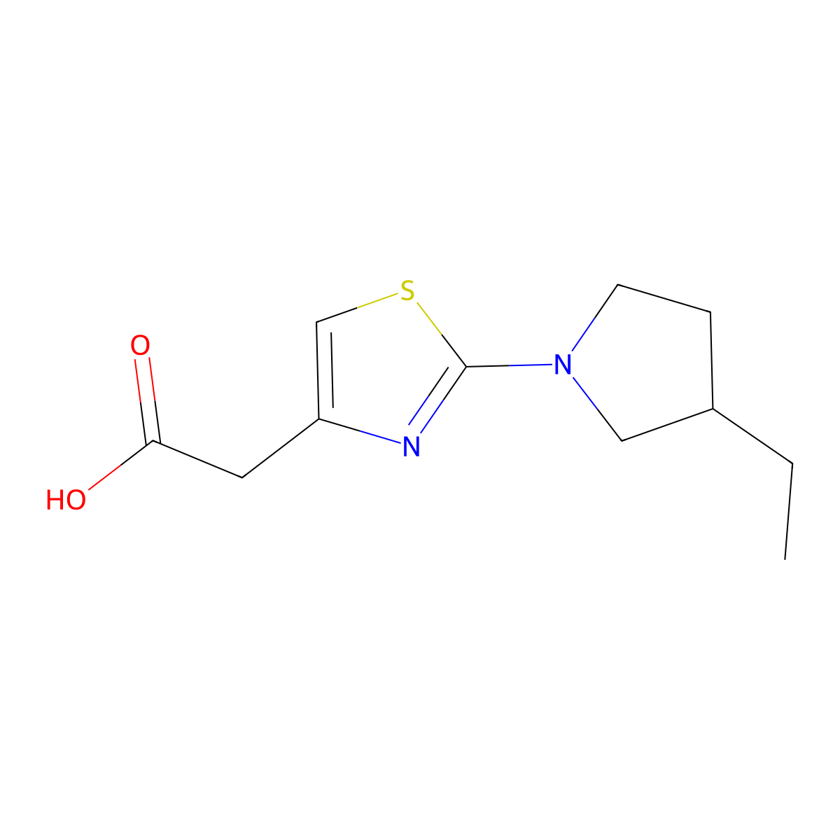 2-[2-(3-Ethylpyrrolidin-1-yl)-1,3-thiazol-4-yl]acetic acid molecular structure, CAS 1565391-04-9