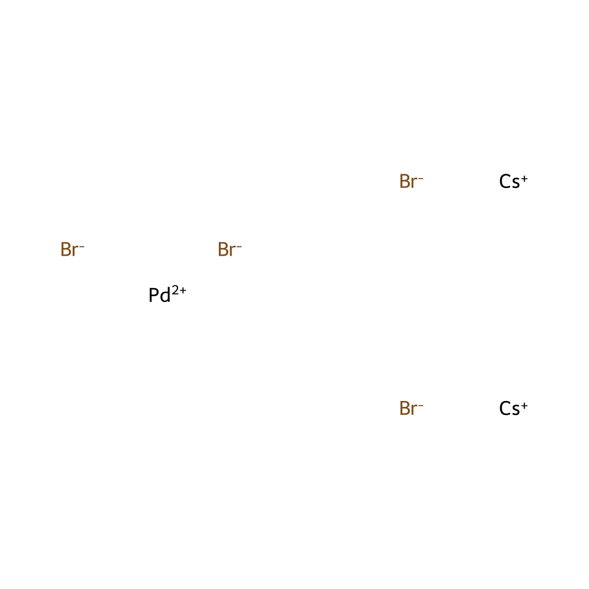Palladate(2-), tetrabromo-, cesium (1:2), (SP-4-1)- molecular structure, CAS 15654-54-3