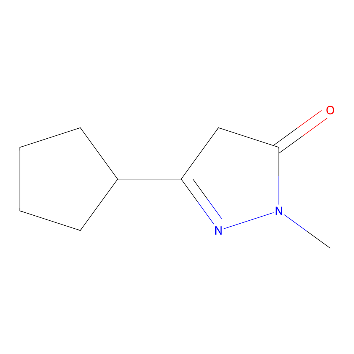 3-cyclopentyl-1-methyl-4,5-dihydro-1H-pyrazol-5-one molecular structure, CAS 1565403-78-2