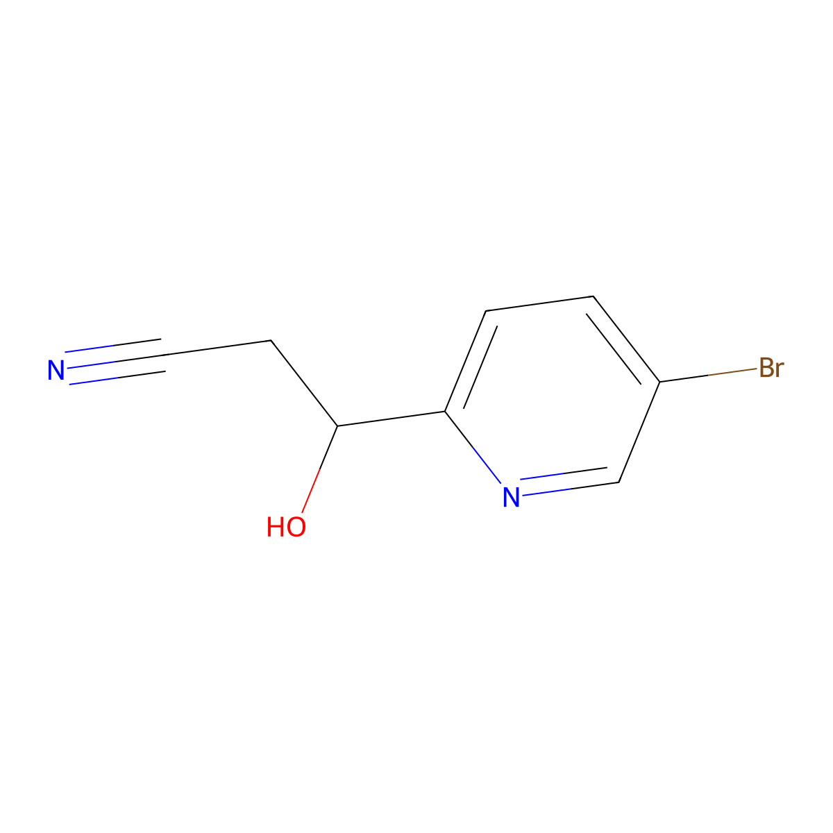 3-(5-Bromopyridin-2-yl)-3-hydroxypropanenitrile molecular structure, CAS 1565411-25-7