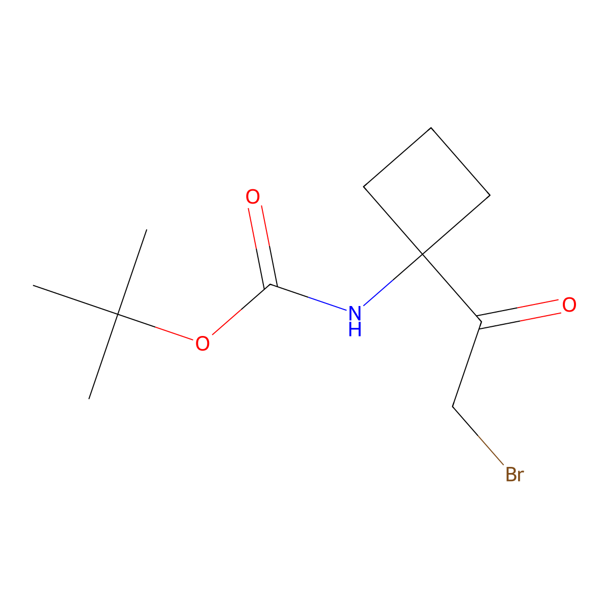 tert-butyl N-[1-(2-bromoacetyl)cyclobutyl]carbamate molecular structure, CAS 1565415-69-1