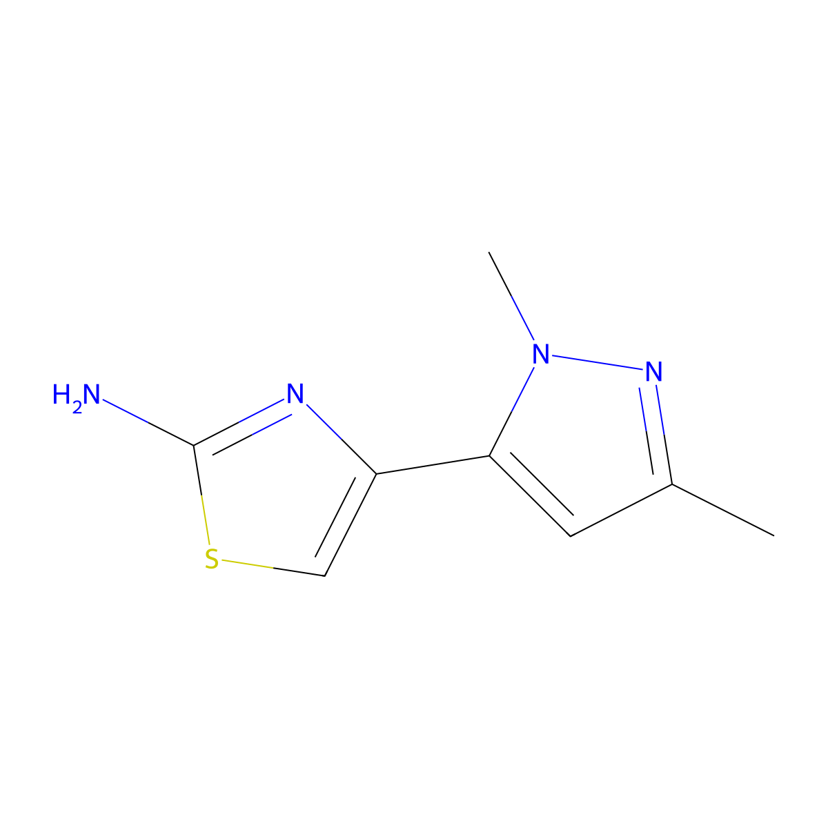 4-(1,3-dimethyl-1H-pyrazol-5-yl)-1,3-thiazol-2-amine molecular structure, CAS 1565422-56-1