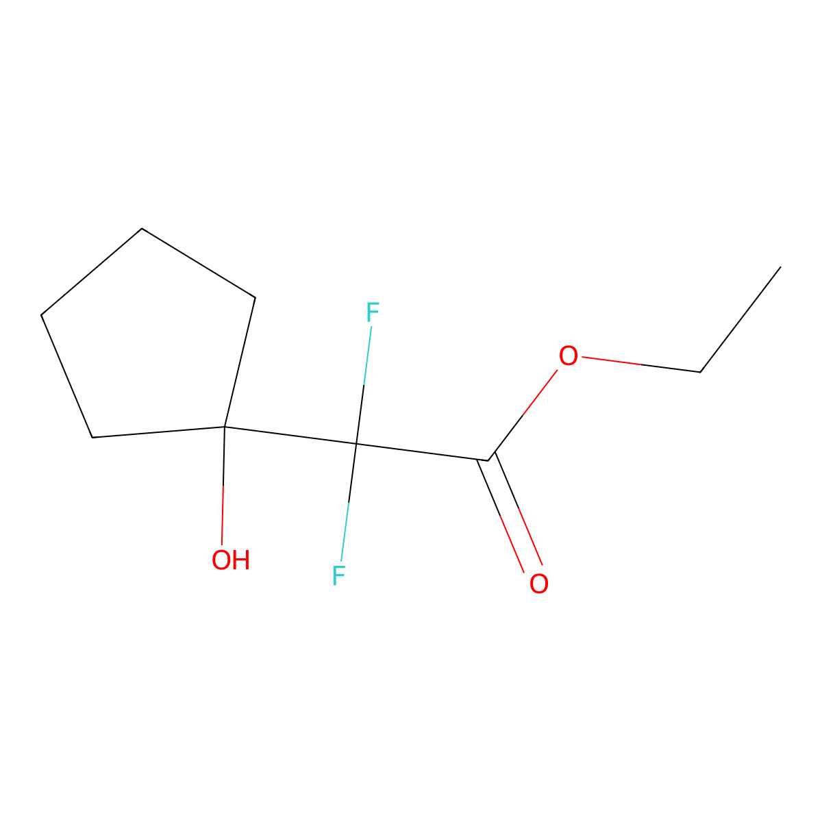 Ethyl 2,2-difluoro-2-(1-hydroxycyclopentyl)acetate molecular structure, CAS 156544-74-0
