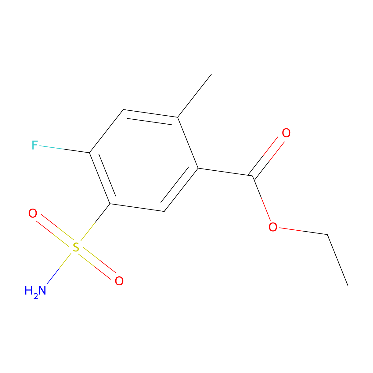 Ethyl 4-fluoro-2-methyl-5-sulfamoylbenzoate molecular structure, CAS 1565440-87-0