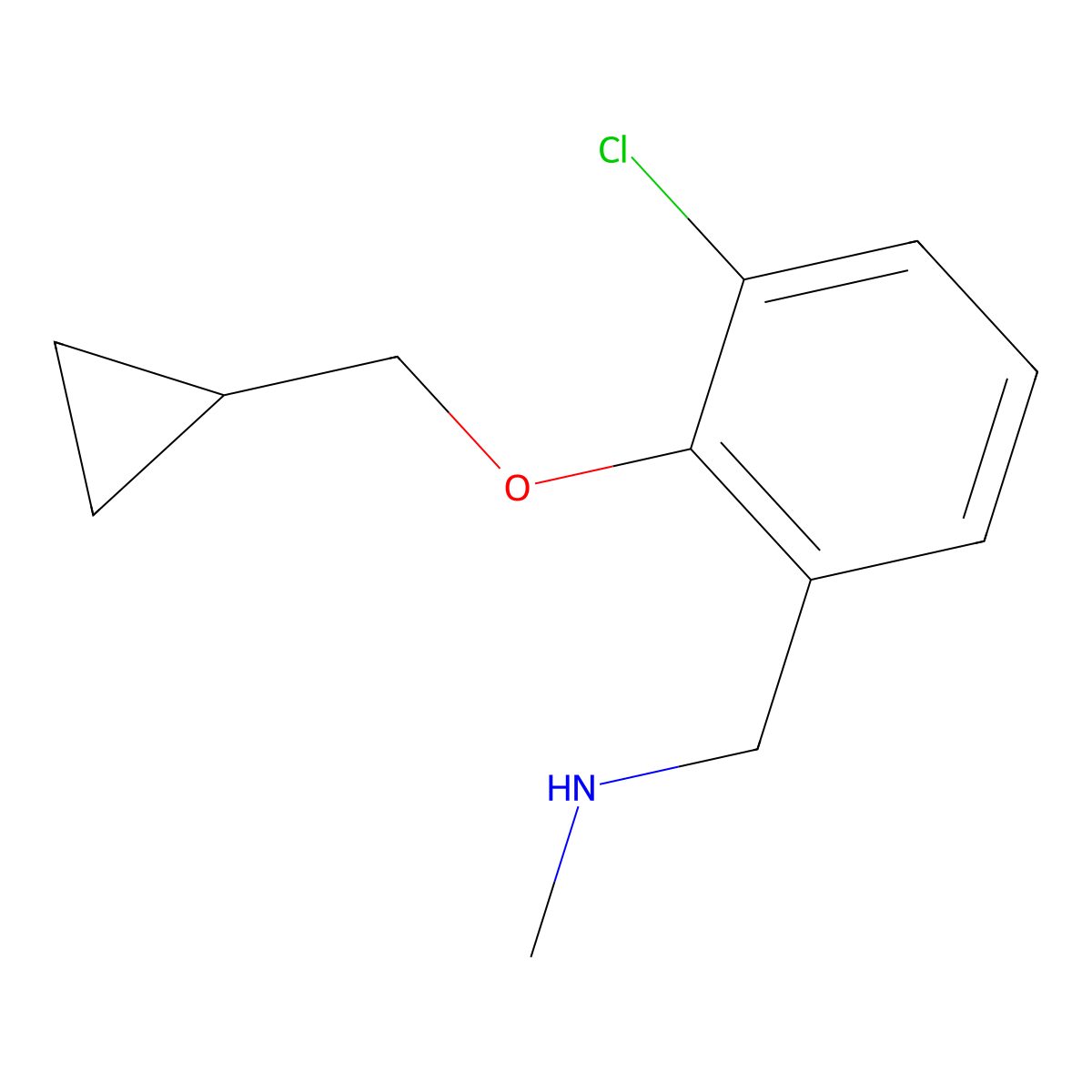 (3-Chloro-2-cyclopropylmethoxy-benzyl)-methyl-amine molecular structure, CAS 1565444-22-5
