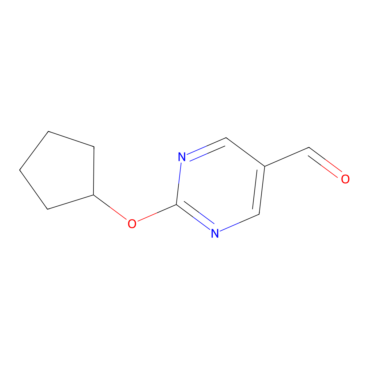 2-(Cyclopentyloxy)pyrimidine-5-carbaldehyde molecular structure, CAS 1565452-71-2