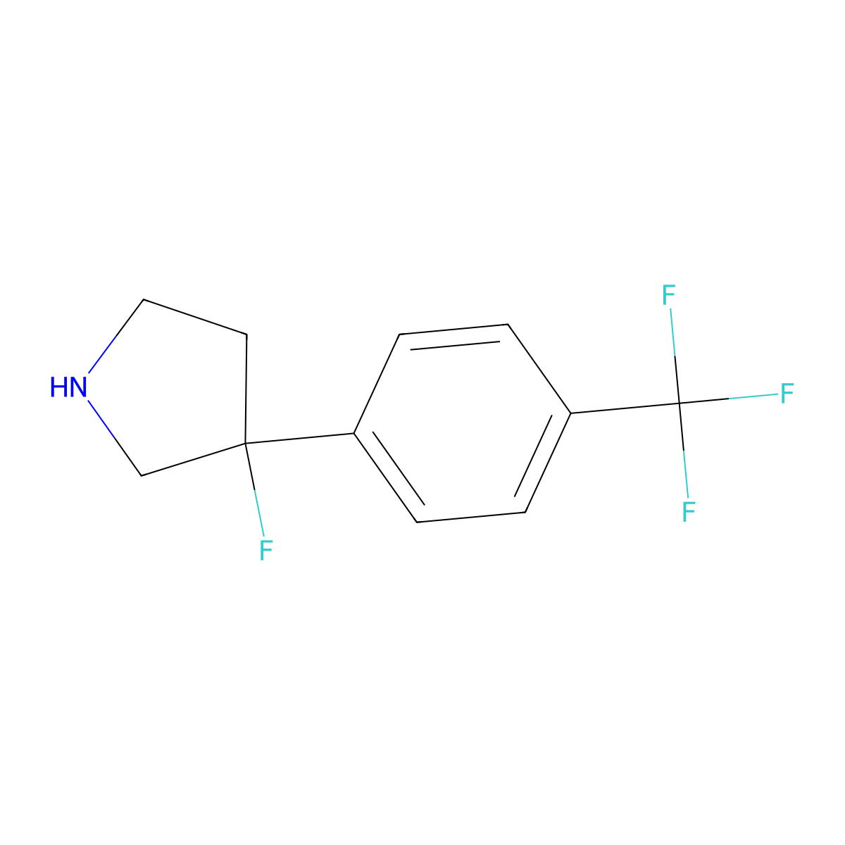 3-Fluoro-3-[4-(trifluoromethyl)phenyl]pyrrolidine molecular structure, CAS 1565454-25-2