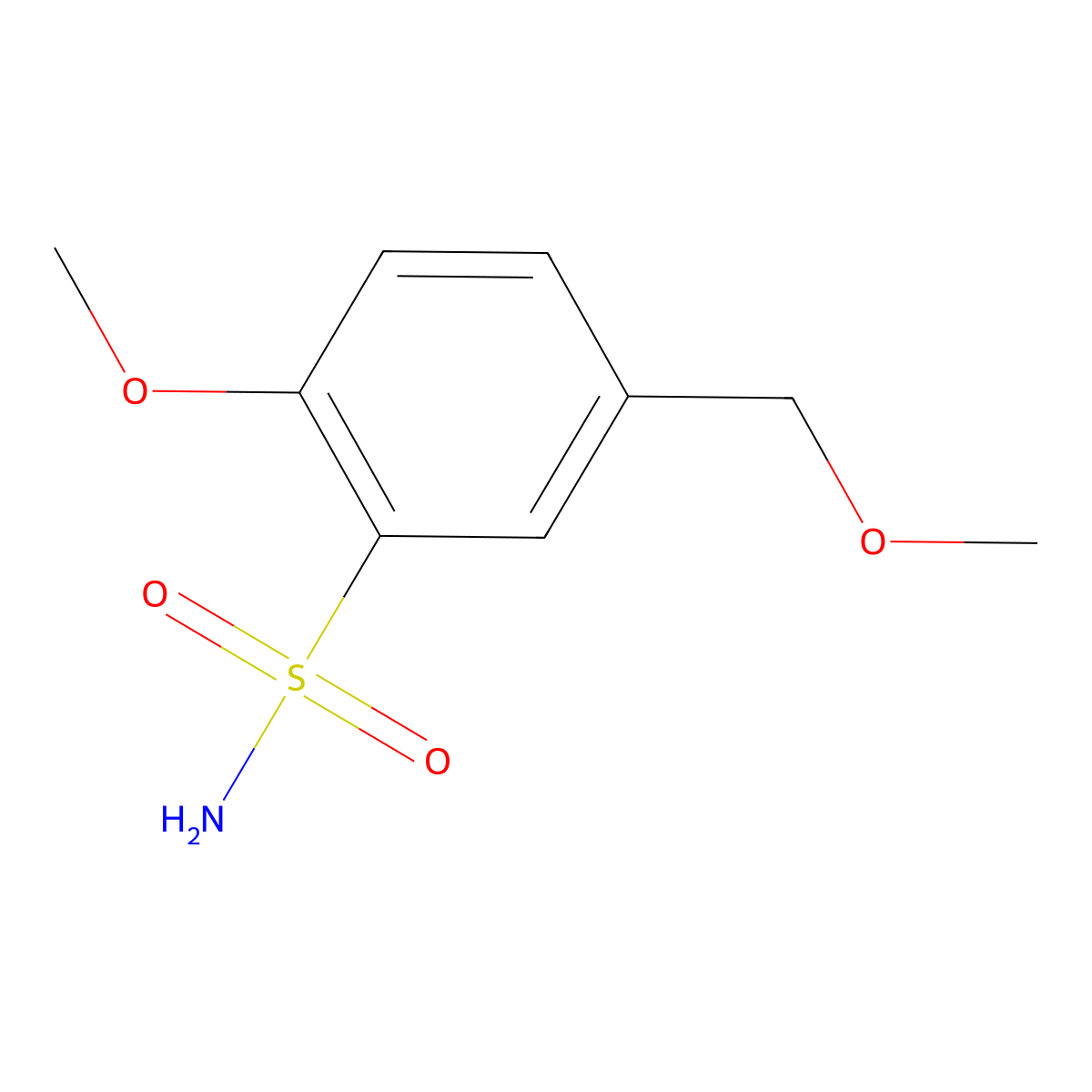 2-Methoxy-5-(methoxymethyl)benzene-1-sulfonamide molecular structure, CAS 1565465-64-6