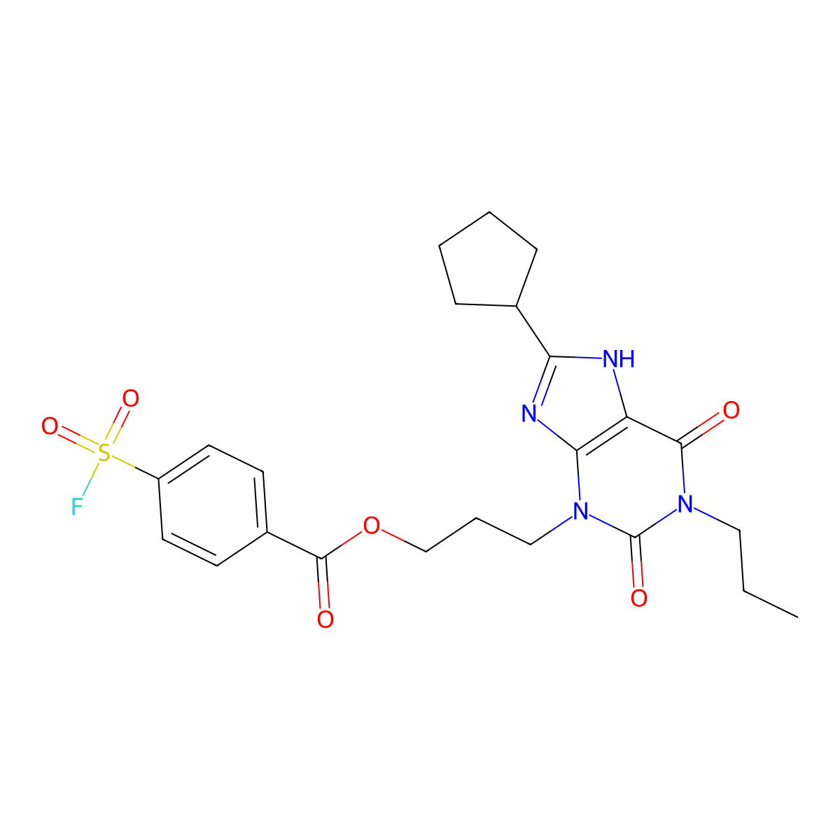 8-Cyclopentyl-3-(3-((4-(fluorosulfonyl)benzoyl)oxy)propyl)-1-propylxanthine molecular structure, CAS 156547-56-7