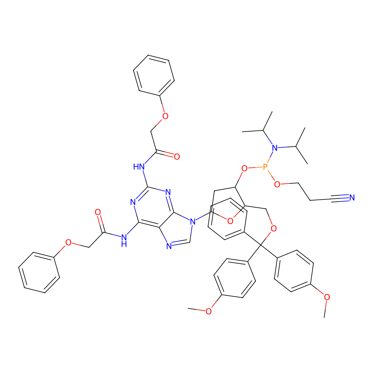 DNA 2-amino-A(N2, N6-dipac) amidite molecular structure, CAS 156549-50-7