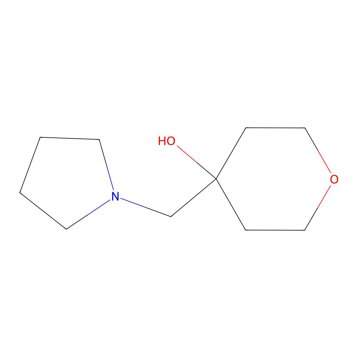 4-[(Pyrrolidin-1-yl)methyl]oxan-4-ol molecular structure, CAS 1565504-19-9