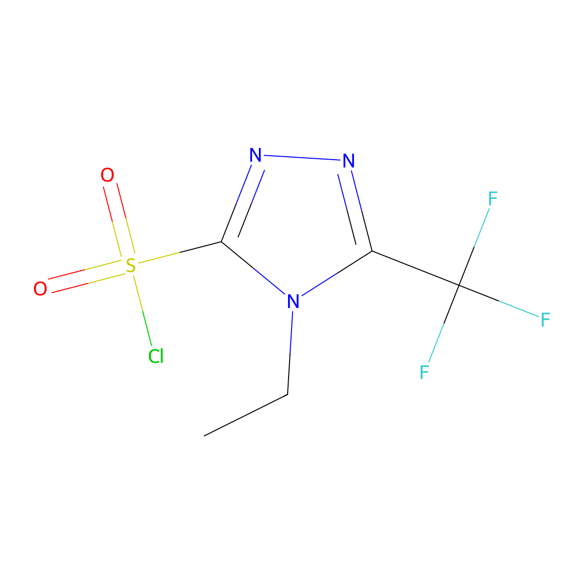 4-Ethyl-5-(trifluoromethyl)-4H-1,2,4-triazole-3-sulfonyl chloride molecular structure, CAS 1565510-72-6