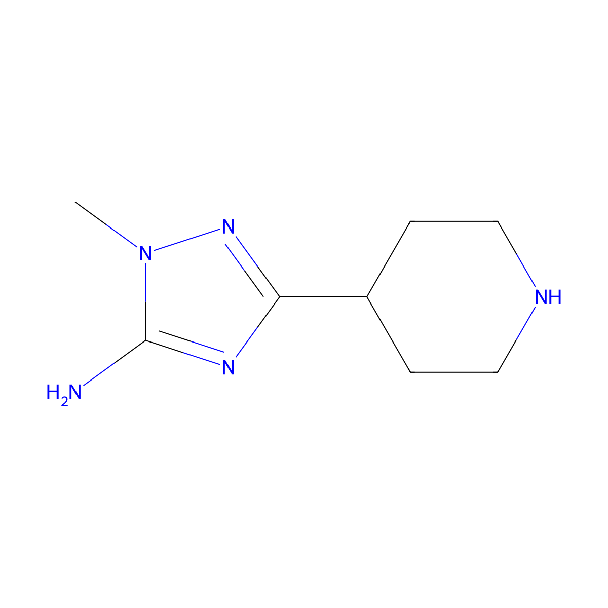 1-methyl-3-(piperidin-4-yl)-1H-1,2,4-triazol-5-amine molecular structure, CAS 1565512-96-0