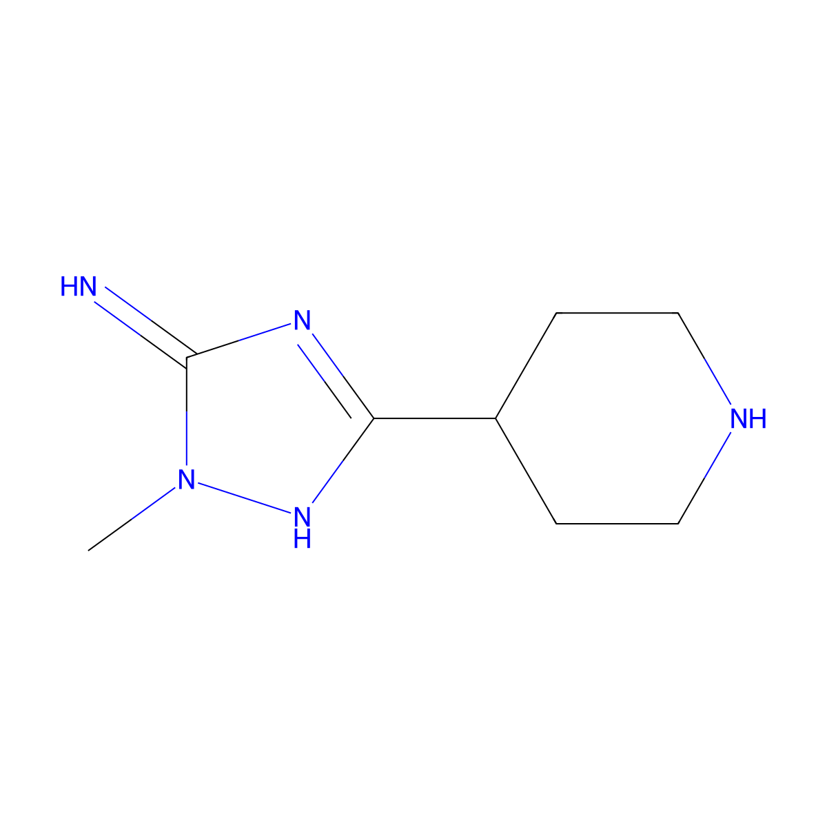 1-methyl-3-(piperidin-4-yl)-1H-1,2,4-triazol-5-amine molecular structure, CAS 1565512-96-0