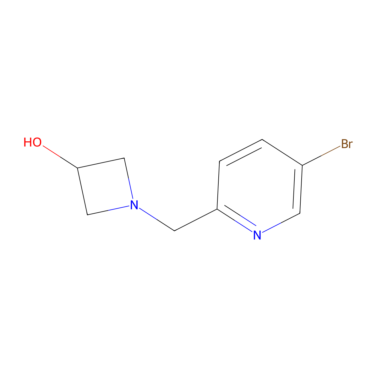 1-[(5-Bromopyridin-2-yl)methyl]azetidin-3-ol molecular structure, CAS 1565514-10-4