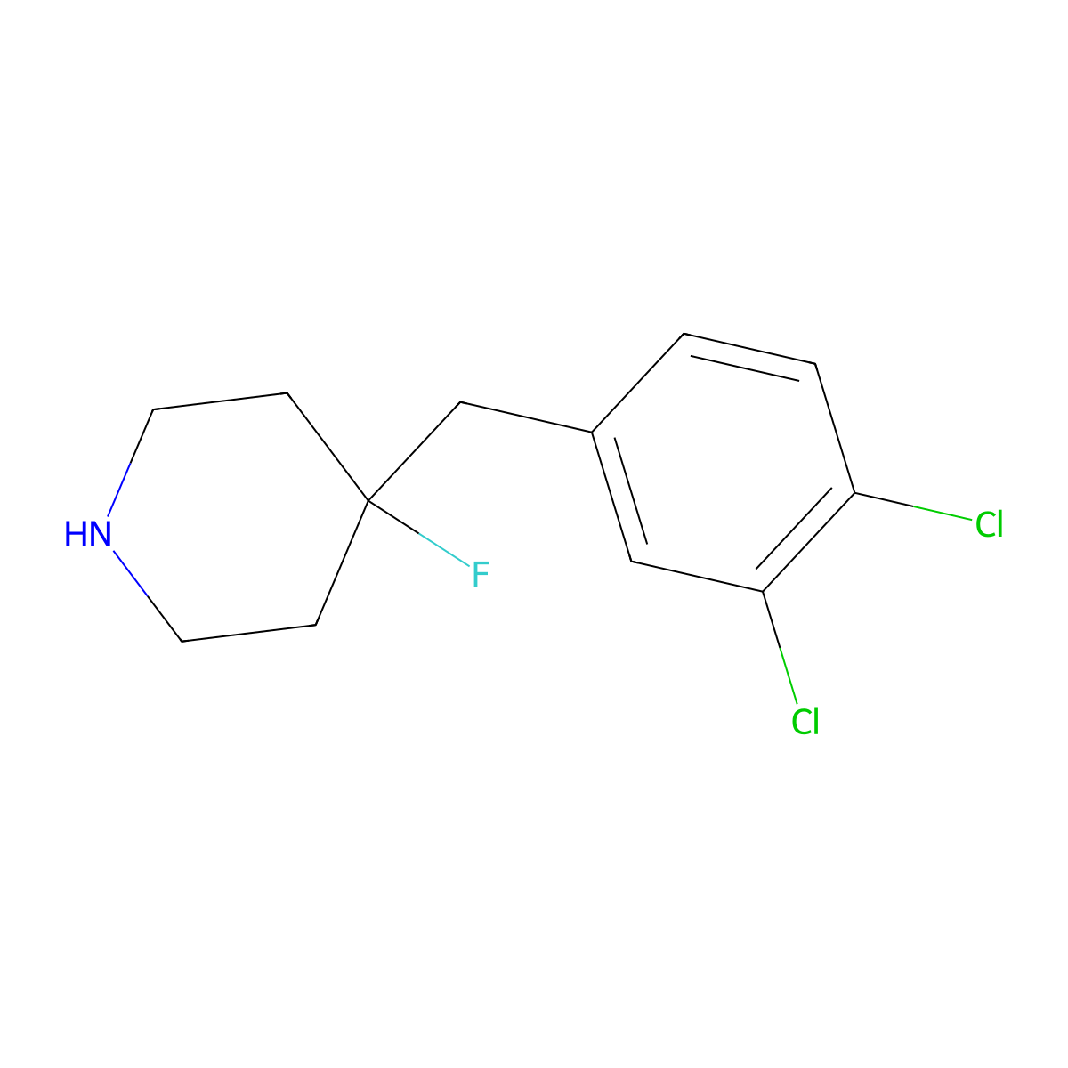 4-[(3,4-Dichlorophenyl)methyl]-4-fluoropiperidine molecular structure, CAS 1565519-91-6
