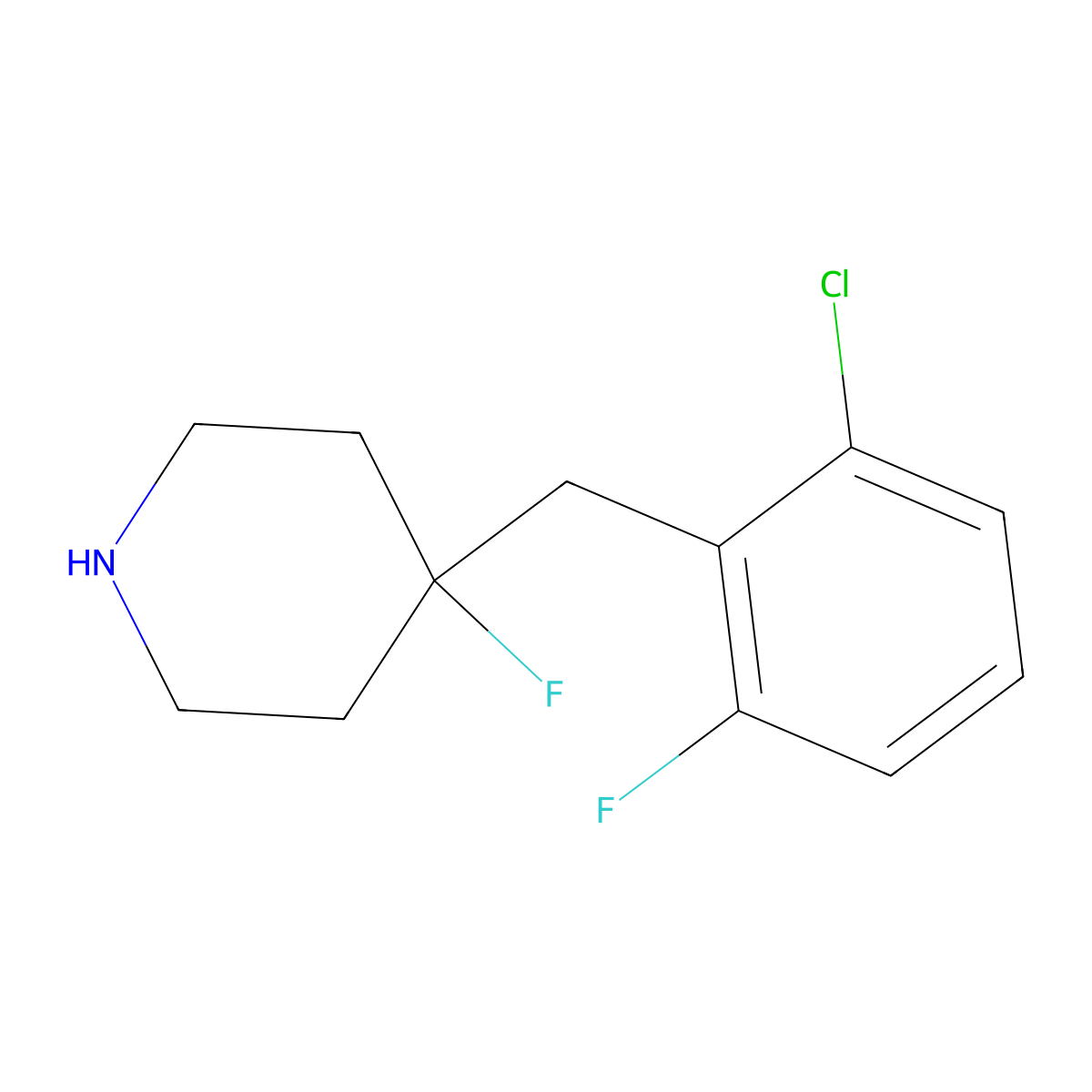 4-[(2-Chloro-6-fluorophenyl)methyl]-4-fluoropiperidine molecular structure, CAS 1565543-09-0