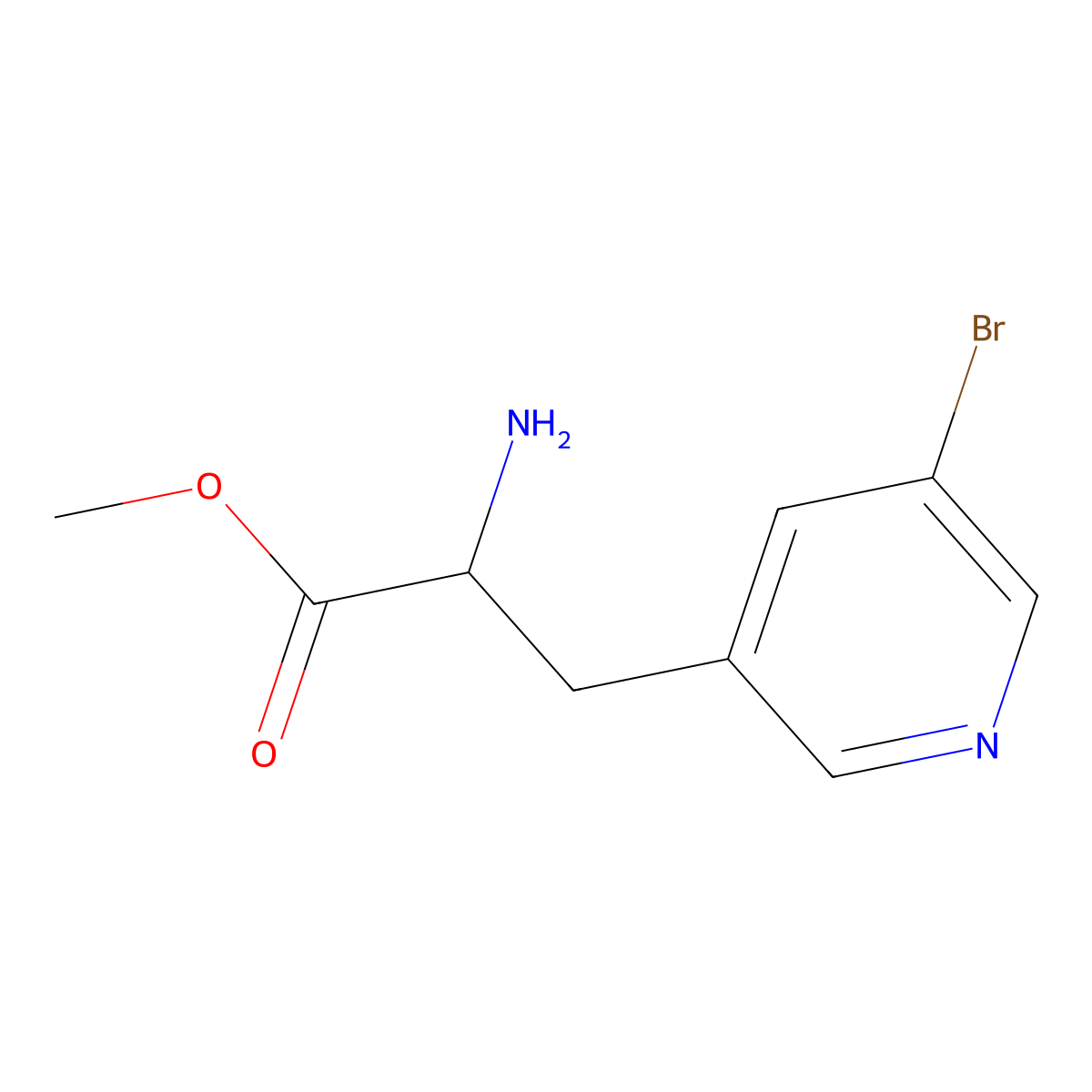Methyl 2-amino-3-(5-bromopyridin-3-yl)propanoate molecular structure, CAS 1565555-15-8