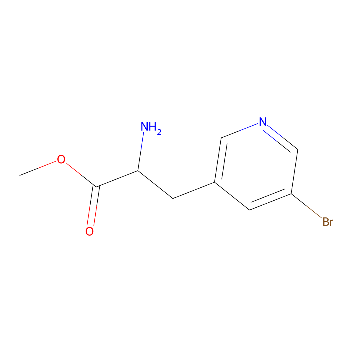 Methyl 2-amino-3-(5-bromopyridin-3-yl)propanoate molecular structure, CAS 1565555-15-8