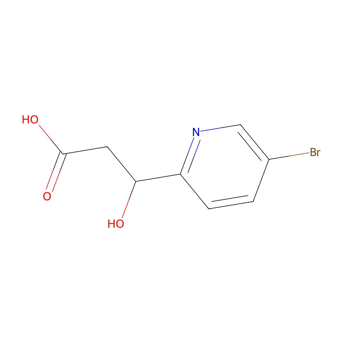 3-(5-Bromopyridin-2-yl)-3-hydroxypropanoic acid molecular structure, CAS 1565560-17-9