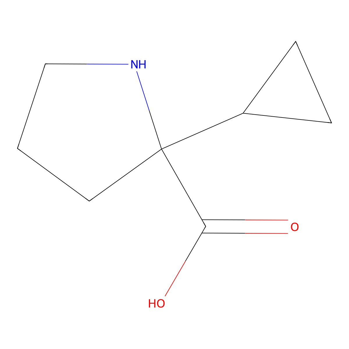 2-Cyclopropylpyrrolidine-2-carboxylic acid molecular structure, CAS 1565573-44-5