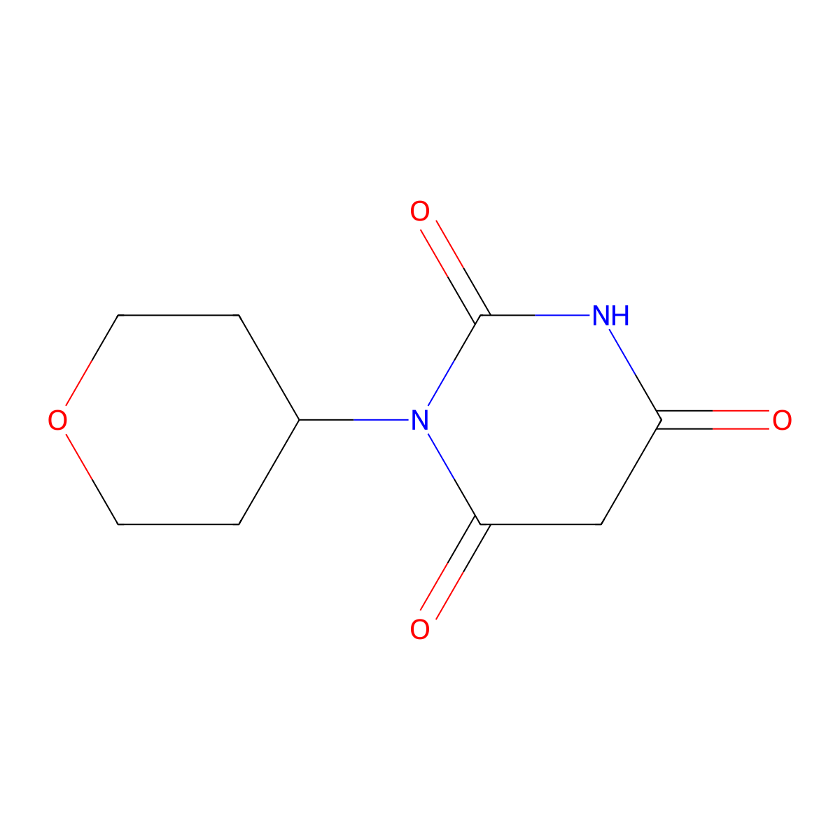 1-(Tetrahydro-2H-pyran-4-yl)pyrimidine-2,4,6(1H,3H,5H)-trione molecular structure, CAS 1565575-87-2